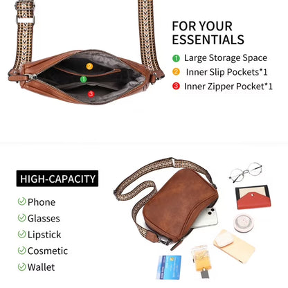 GAEKEAO Women's Shoulder Bag, Medium Handbag, Women's Leather Crossbody Bags with Adjustable Coloured Strap