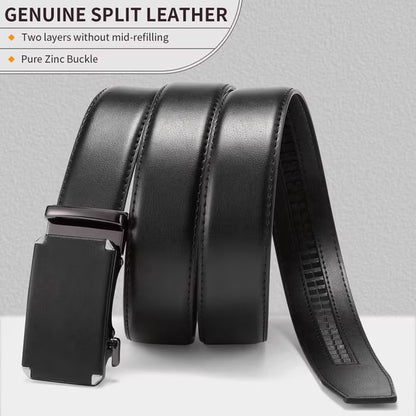 GAEKEAO Men’s Ratchet Belt Adjustable Leather Belt with Auto Lock Buckle Trim to Fit and Gift Box