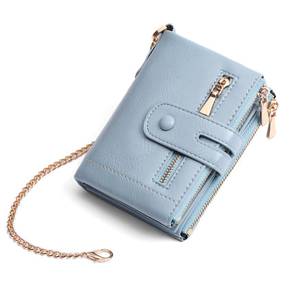 GAEKEAO Small Wallet for Women Slim Bifold Leather Credit Card Holder Wallets Zipper Pocket Coin Purse with ID Window