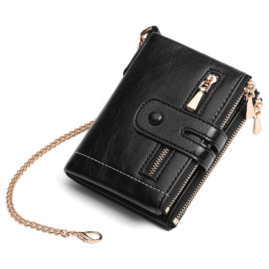 GAEKEAO Chain Wallets for Men, Bifold RFID Wallet for Men with Chain High Security Mens Wallet with Zipper, Genuine Leather Wallets for Men with Anti-Theft Chain and Coin Pocket, Billeteras de Hombres