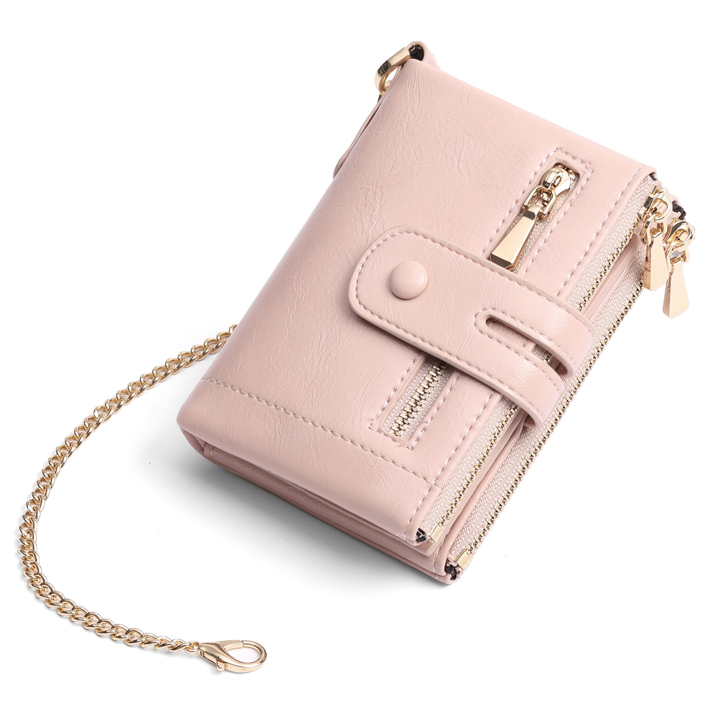 GAEKEAO Small Wallet for Women Slim Bifold Leather Credit Card Holder Wallets Zipper Pocket Coin Purse with ID Window