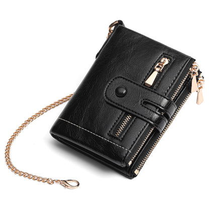 GAEKEAO Small Wallet for Women Slim Bifold Leather Credit Card Holder Wallets Zipper Pocket Coin Purse with ID Window