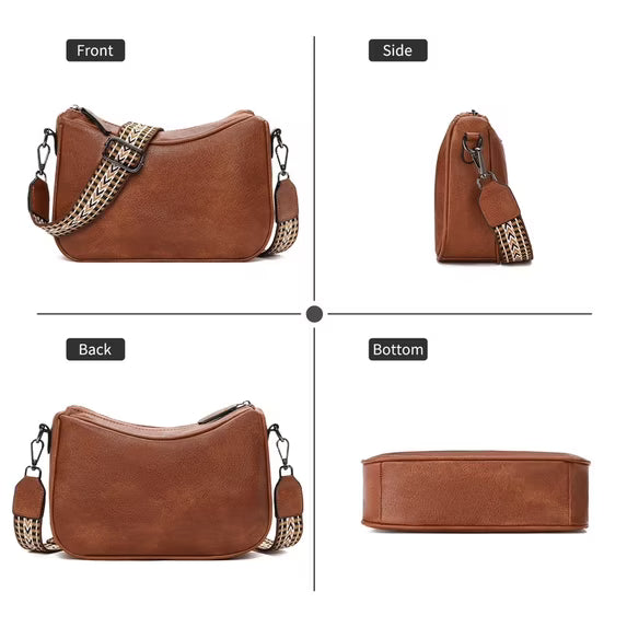 GAEKEAO Women's Shoulder Bag, Medium Handbag, Women's Leather Crossbody Bags with Adjustable Coloured Strap