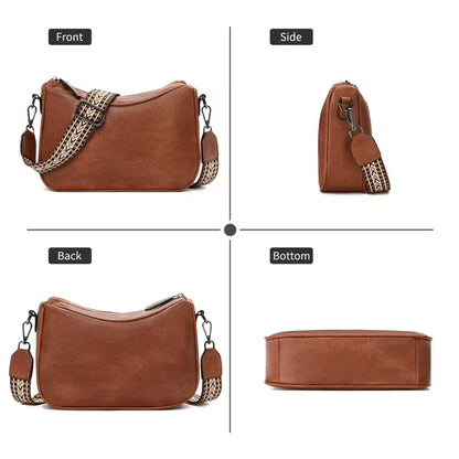 GAEKEAO Women's Shoulder Bag, Medium Handbag, Women's Leather Crossbody Bags with Adjustable Coloured Strap