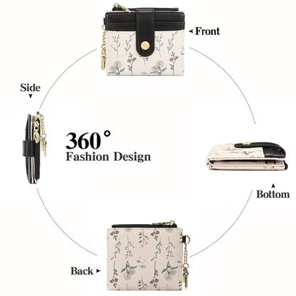 GAEKEAO Small Wallet for Women RFID Blocking Bifold Card Holder Vegan Leather with Zipper Coin Pocket, ID Window