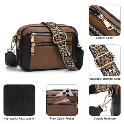 GAEKEAO Crossbody Purse for Women Leather Medium Shoulder Handbags with Adjustable Strap Multi Pockets Women Purse for Travel