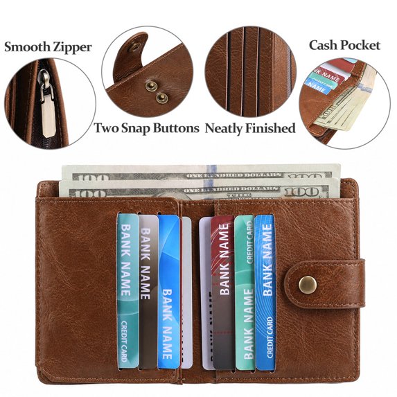 GAEKEAO Men's Wallet Samll RFID Blocking Bifold Wallet for Men Leather Credit Card Holder 11 Card Slots
