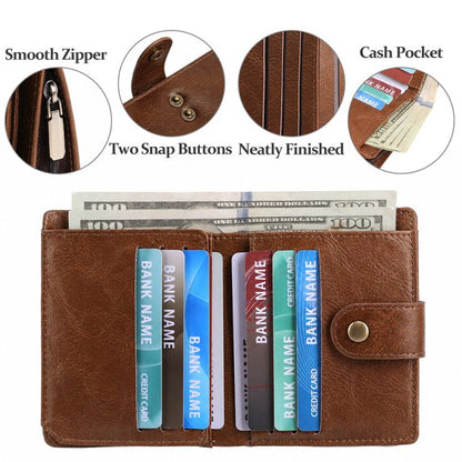 GAEKEAO Men's Wallet Samll RFID Blocking Bifold Wallet for Men Leather Credit Card Holder 11 Card Slots