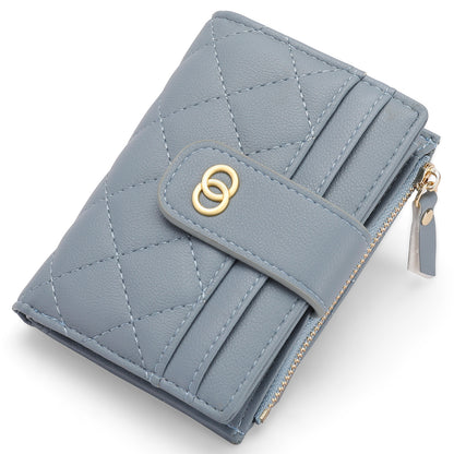 GAEKEAO Small Wallet for Women Slim Bifold Leather Credit Card Holder Wallets Zipper Pocket Coin Purse with ID Window