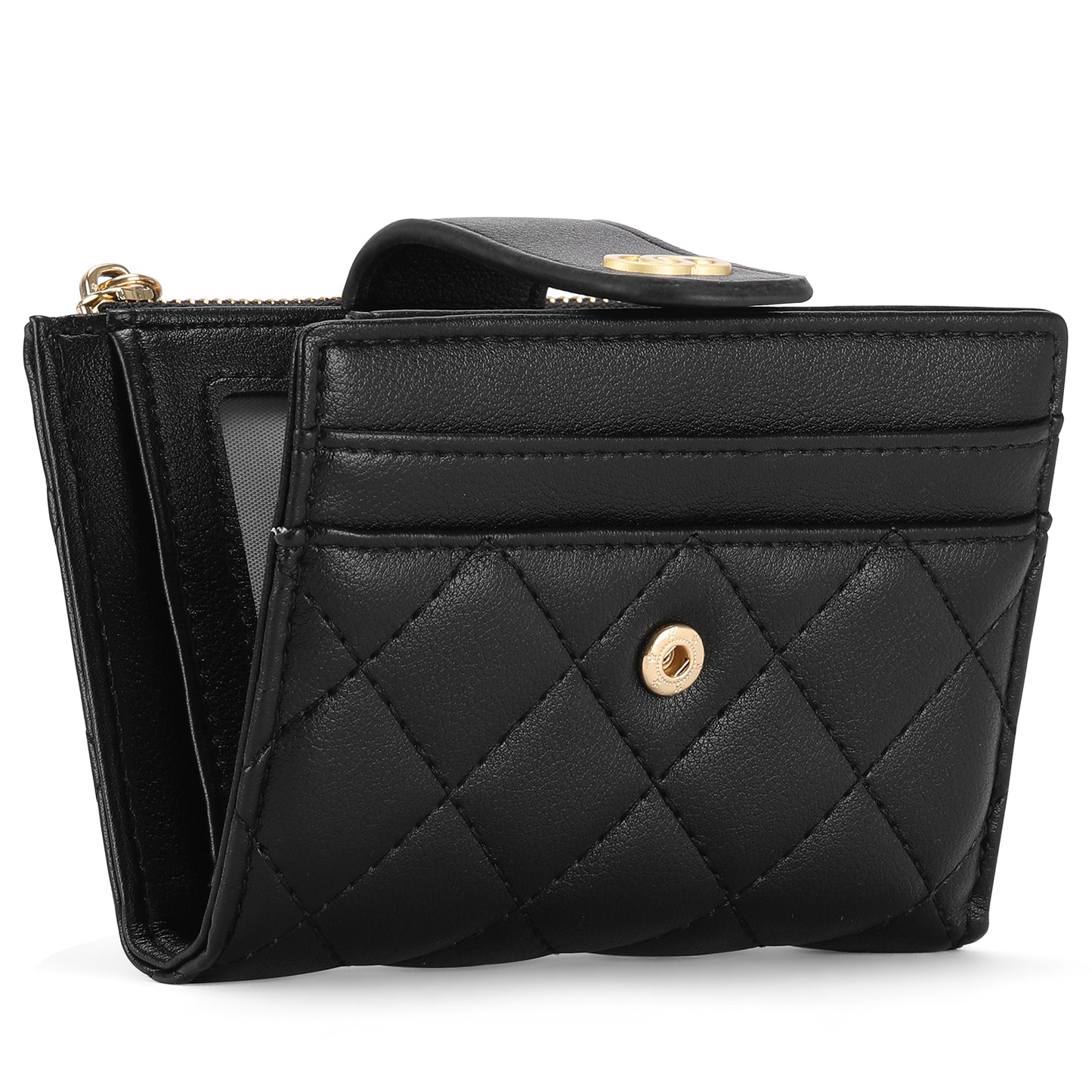 GAEKEAO Small Wallet for Women Slim Bifold Leather Credit Card Holder Wallets Zipper Pocket Coin Purse with ID Window