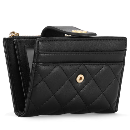 GAEKEAO Small Wallet for Women Slim Bifold Leather Credit Card Holder Wallets Zipper Pocket Coin Purse with ID Window