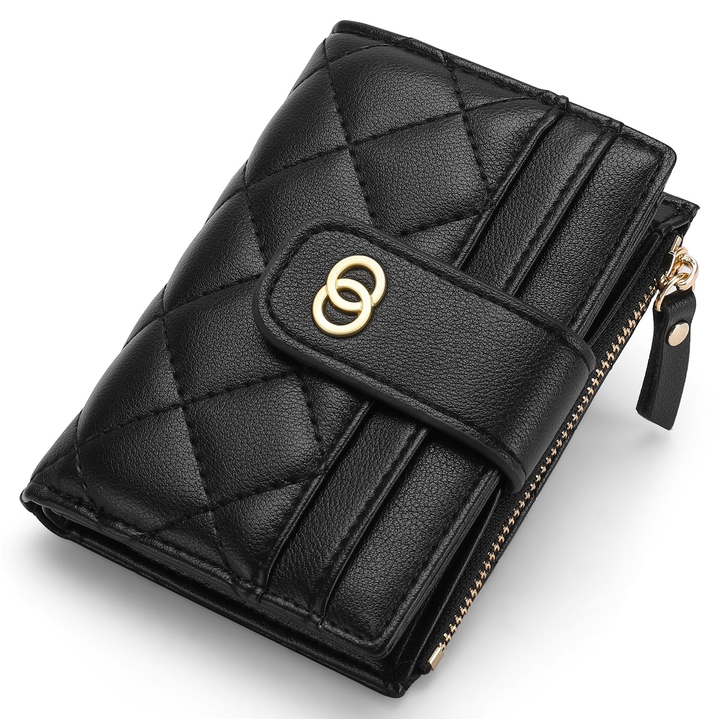 GAEKEAO Small Wallet for Women Slim Bifold Leather Credit Card Holder Wallets Zipper Pocket Coin Purse with ID Window