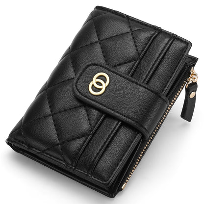 GAEKEAO Small Wallet for Women Slim Bifold Leather Credit Card Holder Wallets Zipper Pocket Coin Purse with ID Window