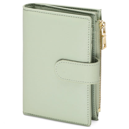 GAEKEAO Small Wallets for Women Leather RFID Blocking Bifold Zipper Pocket Wallet Card Case Purse with ID Window