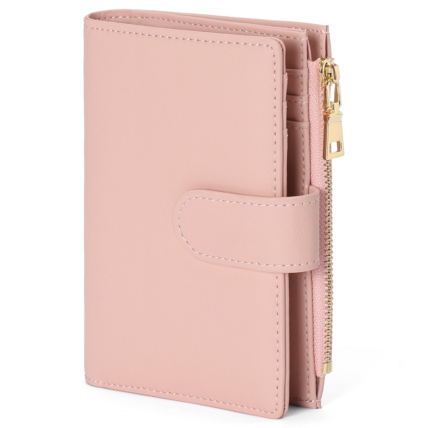 GAEKEAO Small Wallets for Women Leather RFID Blocking Bifold Zipper Pocket Wallet Card Case Purse with ID Window