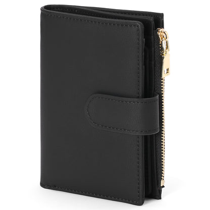 GAEKEAO Small Wallets for Women Leather RFID Blocking Bifold Zipper Pocket Wallet Card Case Purse with ID Window