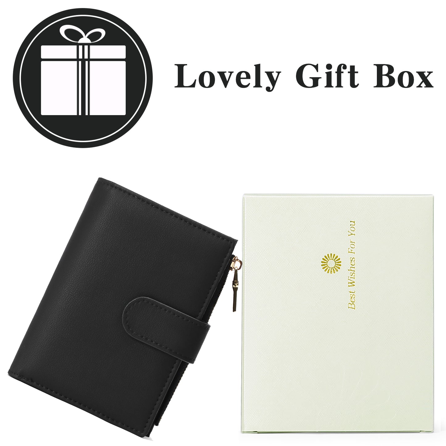 GAEKEAO Small Wallets for Women Leather RFID Blocking Bifold Zipper Pocket Wallet Card Case Purse with ID Window