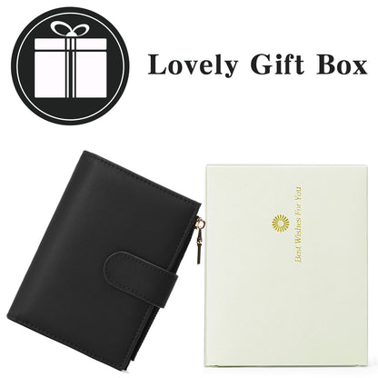 GAEKEAO Small Wallets for Women Leather RFID Blocking Bifold Zipper Pocket Wallet Card Case Purse with ID Window