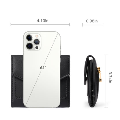 GAEKEAO Small Wallet for Women Leather RFID Blocking Credit Card Holder Organizer Mini Bifold Zipper Coin Purse