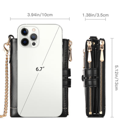 GAEKEAO Chain Wallets for Men, Bifold RFID Wallet for Men with Chain High Security Mens Wallet with Zipper, Genuine Leather Wallets for Men with Anti-Theft Chain and Coin Pocket, Billeteras de Hombres