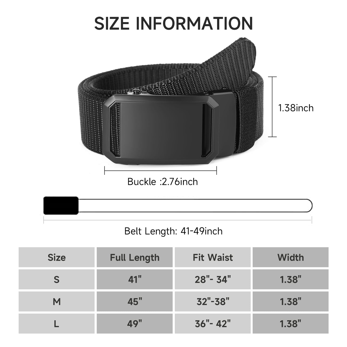 GAEKEAO Belt for Men Stretch Nylon Ratchet Belt Web Work Men Belts with Automatic Slide Buckle，Adjustable Trim to Fit