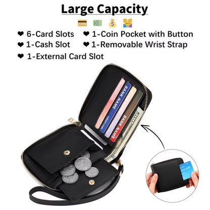 GAEKEAO Womens Wallet RFID Blocking Zip Around Wristlet Wallet Vegan Leather Card Holder Purse with Change Pocket