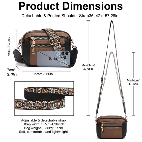 GAEKEAO Crossbody Purse for Women Leather Medium Shoulder Handbags with Adjustable Strap Multi Pockets Women Purse for Travel