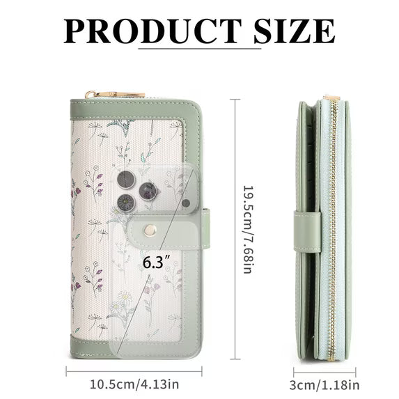 GAEKEAO Women's wallet Large Leather Purse RFID Card Holder with 14 card slots and zip large compartment