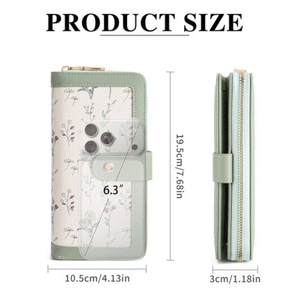 GAEKEAO Women's wallet Large Leather Purse RFID Card Holder with 14 card slots and zip large compartment