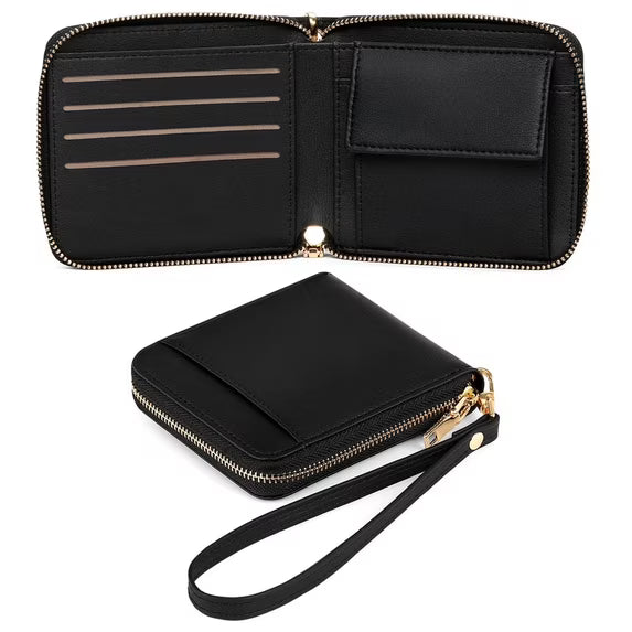 GAEKEAO Womens Wallet RFID Blocking Zip Around Wristlet Wallet Vegan Leather Card Holder Purse with Change Pocket