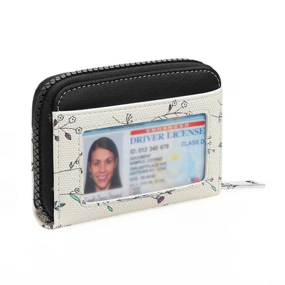 GAEKEAO Credit Card Holder RFID Blocking Small Wallet for Women Vegan Leather Zipper Accordion Card Case with ID Window
