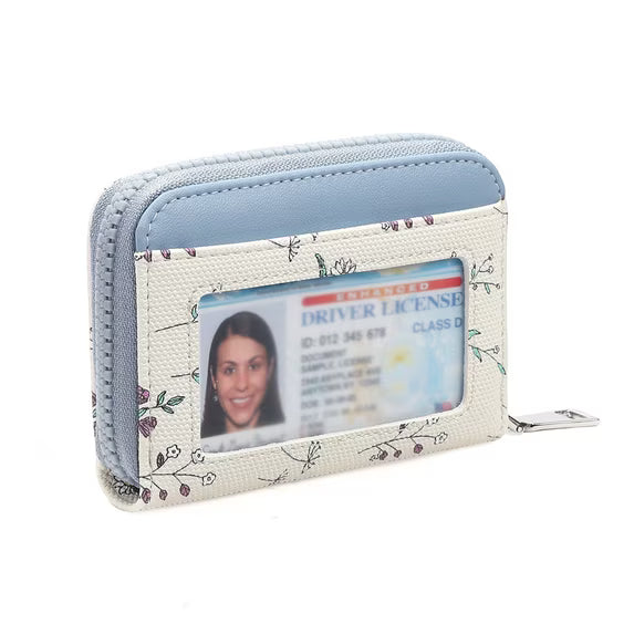 GAEKEAO Credit Card Holder RFID Blocking Small Wallet for Women Vegan Leather Zipper Accordion Card Case with ID Window