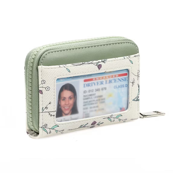 GAEKEAO Credit Card Holder RFID Blocking Small Wallet for Women Vegan Leather Zipper Accordion Card Case with ID Window