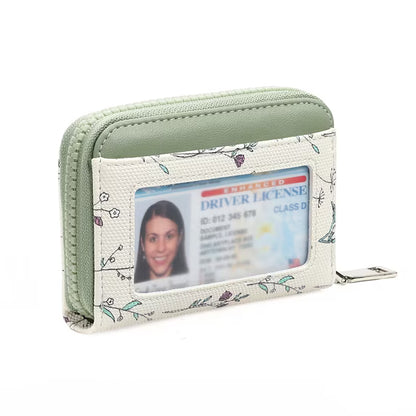 GAEKEAO Credit Card Holder RFID Blocking Small Wallet for Women Vegan Leather Zipper Accordion Card Case with ID Window