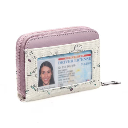GAEKEAO Credit Card Holder RFID Blocking Small Wallet for Women Vegan Leather Zipper Accordion Card Case with ID Window