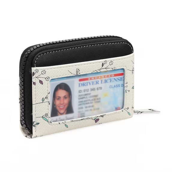 GAEKEAO Credit Card Holder RFID Blocking Small Wallet for Women Vegan Leather Zipper Accordion Card Case with ID Window