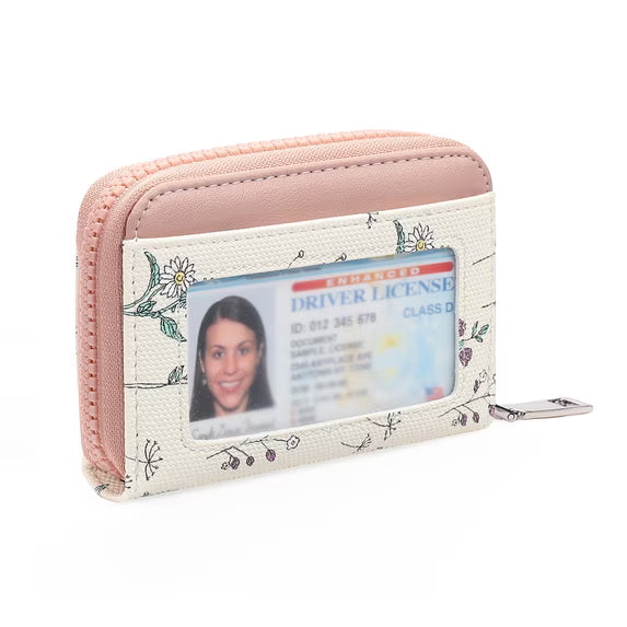 GAEKEAO Credit Card Holder RFID Blocking Small Wallet for Women Vegan Leather Zipper Accordion Card Case with ID Window