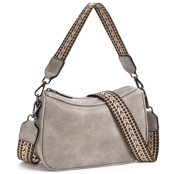 GAEKEAO Women's Shoulder Bag, Medium Handbag, Women's Leather Crossbody Bags with Adjustable Coloured Strap