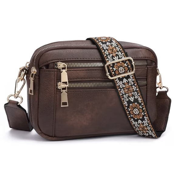 GAEKEAO Crossbody Purse for Women Leather Medium Shoulder Handbags with Adjustable Strap Multi Pockets Women Purse for Travel
