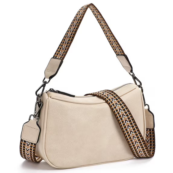 GAEKEAO Women's Shoulder Bag, Medium Handbag, Women's Leather Crossbody Bags with Adjustable Coloured Strap