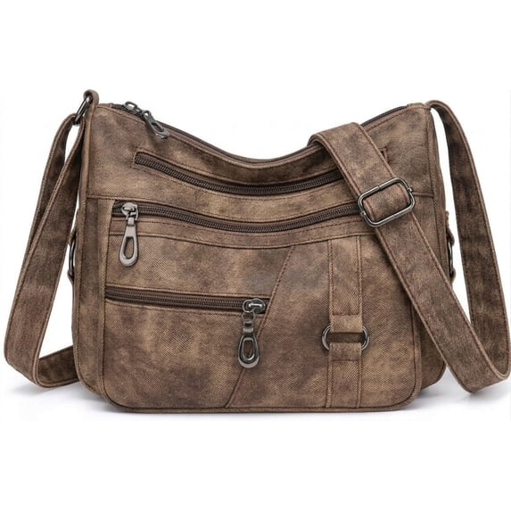GAEKEAO Crossbody Bags for Women Multi Pocket Leather Cross Body handbags Ladies travel satchel for Everyday
