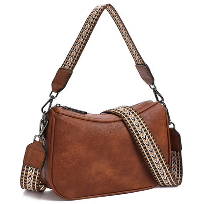 GAEKEAO Women's Shoulder Bag, Medium Handbag, Women's Leather Crossbody Bags with Adjustable Coloured Strap