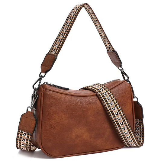 GAEKEAO Women's Shoulder Bag, Medium Handbag, Women's Leather Crossbody Bags with Adjustable Coloured Strap