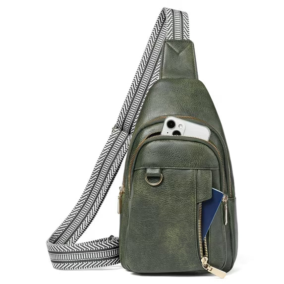 GAEKEAO Sling Bag for Women Vegan Leather Crossbody Bags Fanny Pack Chest Pack Small Backpack Travel Purse Shoulder Bag