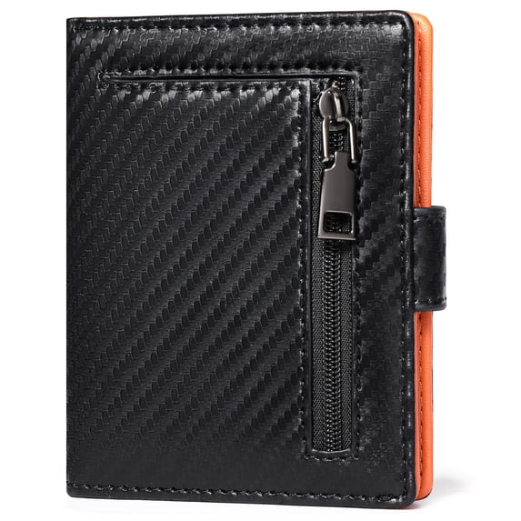 GAEKEAO Mens Wallet Slim Bifold RFID Blocking Thin Credit Card Holder Genuine Leather Minimalist Front Pocket Wallets for Men with Zipper Coin Pocket