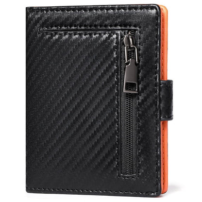 GAEKEAO Mens Wallet Slim Bifold RFID Blocking Thin Credit Card Holder Genuine Leather Minimalist Front Pocket Wallets for Men with Zipper Coin Pocket