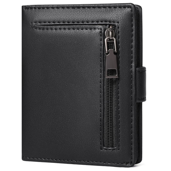 GAEKEAO Mens Wallet Slim Bifold RFID Blocking Thin Credit Card Holder Genuine Leather Minimalist Front Pocket Wallets for Men with Zipper Coin Pocket
