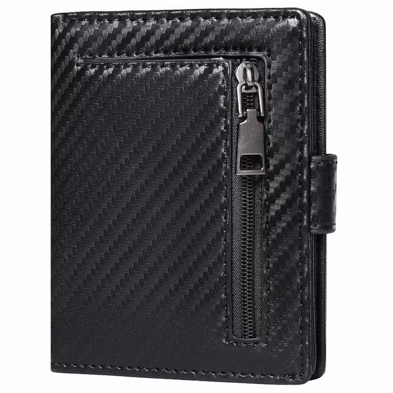 GAEKEAO Mens Wallet Slim Bifold RFID Blocking Thin Credit Card Holder Genuine Leather Minimalist Front Pocket Wallets for Men with Zipper Coin Pocket