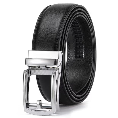 GAEKEAO Ratchet Belt for Men Genuine Leather 1 3/8" - Micro-Adjust Buckle Trim to Fit Dress Belt Casual to Formal Gift Boxed