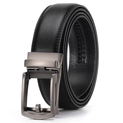 GAEKEAO Ratchet Belt for Men Genuine Leather 1 3/8" - Micro-Adjust Buckle Trim to Fit Dress Belt Casual to Formal Gift Boxed